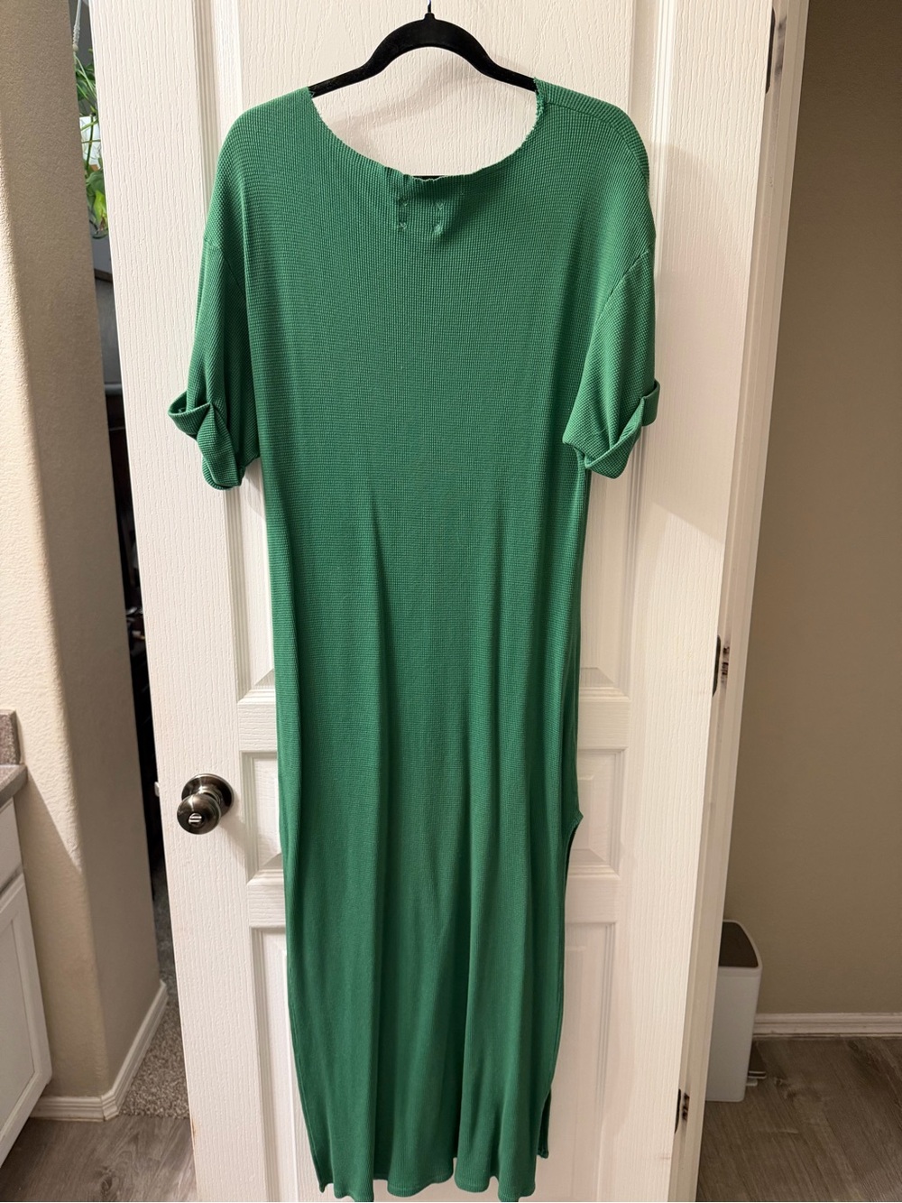 Free People Green Graphic Maxi Dress with High Side Slit - Picture 4 of 5